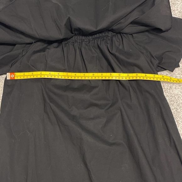 Adrienne Black Cotton Off the Shoulder Lined Dress Small‎ Pre-Owned - Picture 7 of 7